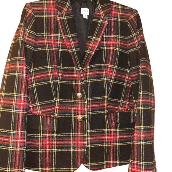 J crew Stewart tartan wool-blend plaid holiday schoolboy blazer size 8 j.crew - Picture 3 of 8